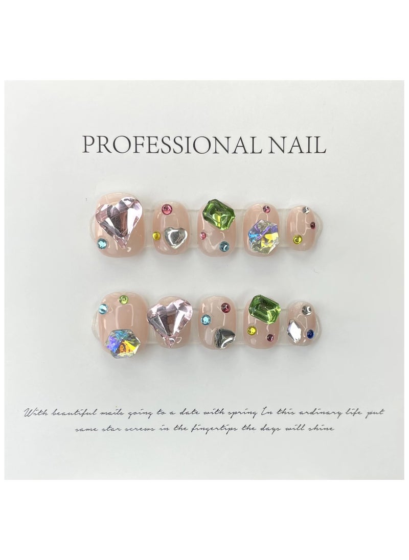 Binzo Beauty - Binzo Beauty Handmade Press On Nails, 10pcs, Nails Art , Acrylic Nails, False Nails, Luxury Collection, Luxury Nails Arts, New Accessories， Wedding Nails，Party Nails. - Image 1