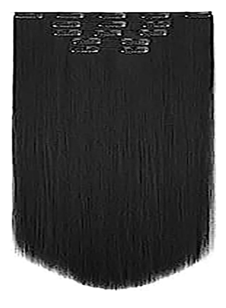 إستيل وصلات شعر بمشبك للنساء، قطع شعر من الألياف، وصلات شعر بلاستيكية سميكة مع مشابك غير مرئية للسيدات، 5 قطع باللون الأسود الداكن - Image 2