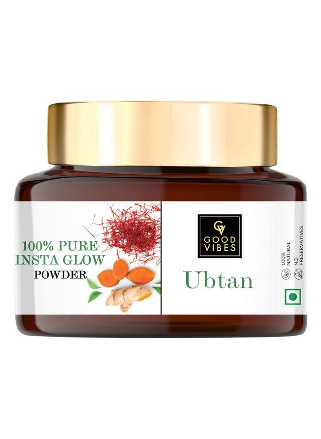 Good Vibes Ubtan 100% Pure Insta Glow Powder, 150 G | Detoxifying Cleansing Brightening Face Pack Powder For All Skin Types | With Turmeric, Saffron, Gram Flour | No Parabens, Sulphates & Mineral Oil  - Image 1