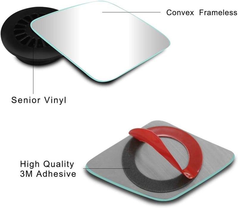 POMFW Blind Spot Car Mirror, Rearview Convex Side Mirrors for Cars SUV Truck Van Stick on 3M Adhesive, Rear View HD Glass Frameless Sway Rotate Adjustable Wide Angle, 2 inch Rhombus 2pcs - Image 3