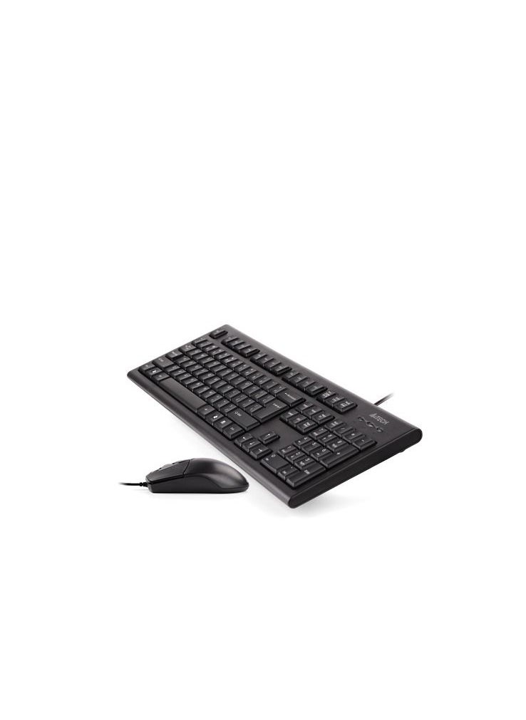 A4TECH - Wired Keyboard Mouse With Silent Click Desktop KR-8572S , Black - Image 1