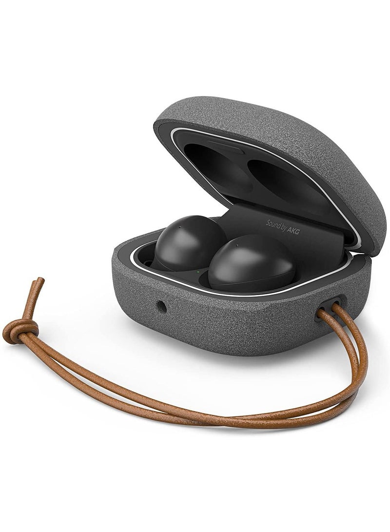 VRS Design Modern Case Cover for Galaxy Buds Live / Buds Pro / Buds 2 with Leather Strap - SandStone - Image 2