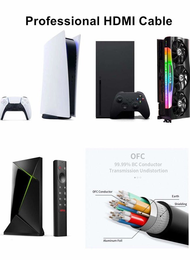 Ubluker كابل HDMI 10K 8K 4K بسرعة 48Gbps بطول 6.6 قدم، كابل HDMI® معتمد عالي السرعة للغاية 4K 240Hz 144Hz 120Hz 8K60Hz 0.01ms HDR10+ eARC HDCP2.3 نتفليكس روكو تلفاز كمبيوتر شاشة بروجيكتور PS5 إكس بوكس - Image 4