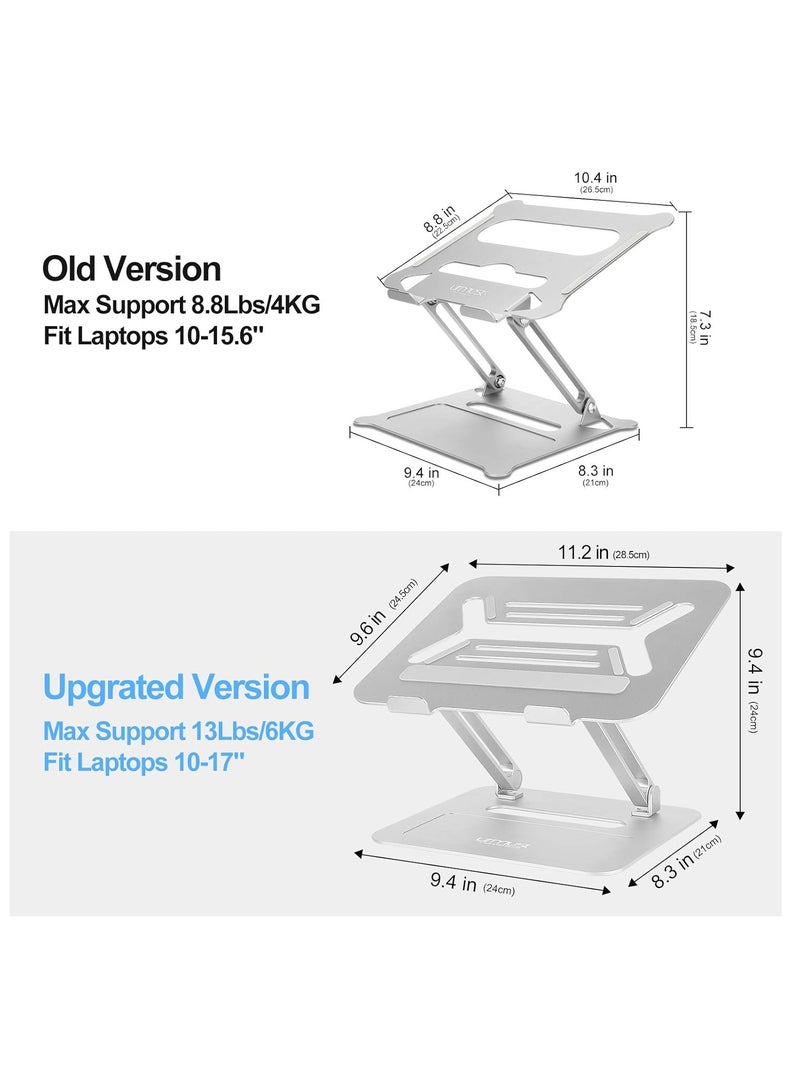 Adjustable Aluminum Desktop Laptop Holder Elevating Laptop Notebook Stand Compatible with Mac Air Pro and Ultra and All 11-17 Inch Devices (Silver)  - Image 4