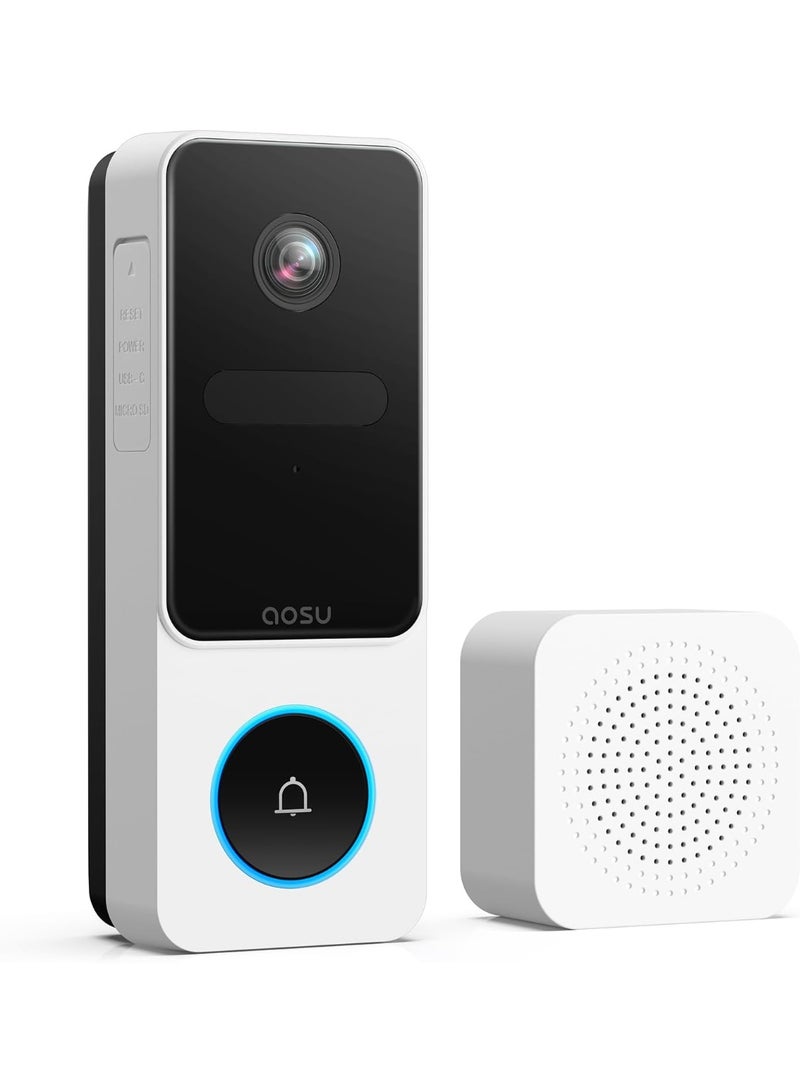 aosu Doorbell Camera Wireless- Head-to-Toe View, Intelligent Package Detection, 2.4G WiFi Video Doorbell with Chime, Support Local Storage, Smart Human Detection, Works with Alexa and Google Assistant - Image 1