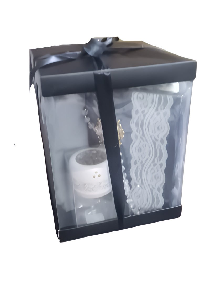 طقم هدايا 5 قطع سجادة مبطنة + مصحف + شرشف صلاة سحاب + مسبحة + مبخرة - Image 1