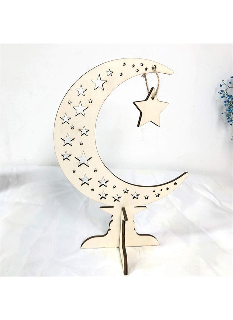 BPA - Wooden Ornament Hollow Fretwork Laser Cutting WoodCarving Ornaments Wood Slice Gift Eid Al Adha Mubarak Gift Moon Home DecorationRamadan Festival Decorations. - Image 1