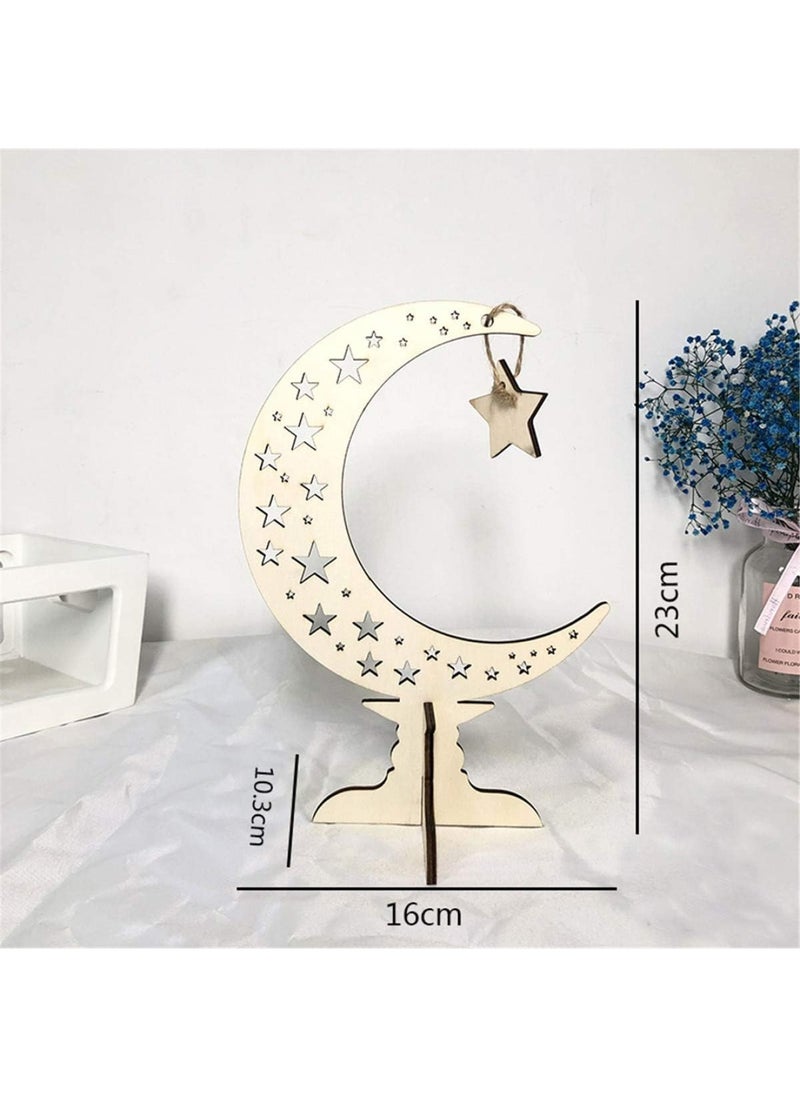 BPA - Wooden Ornament Hollow Fretwork Laser Cutting WoodCarving Ornaments Wood Slice Gift Eid Al Adha Mubarak Gift Moon Home DecorationRamadan Festival Decorations. - Image 1