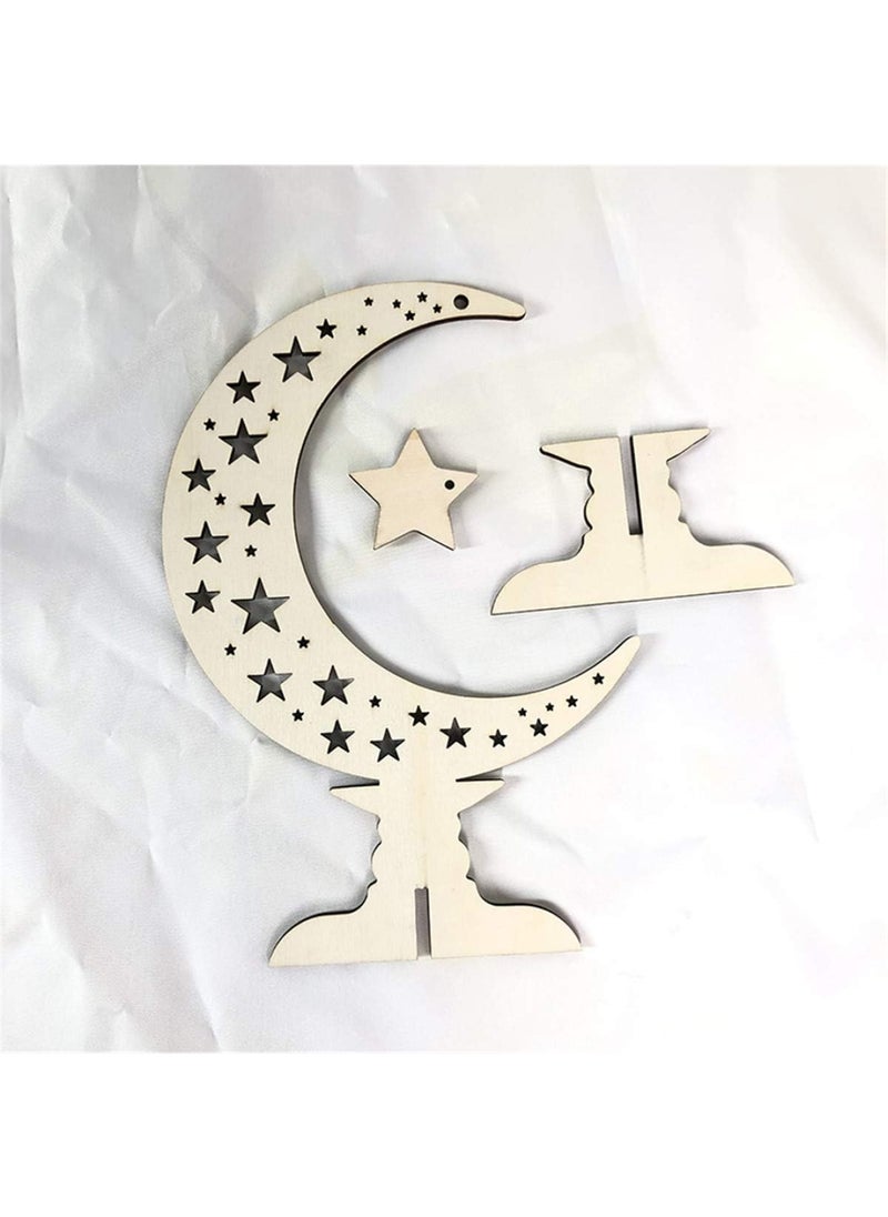 BPA - Wooden Ornament Hollow Fretwork Laser Cutting WoodCarving Ornaments Wood Slice Gift Eid Al Adha Mubarak Gift Moon Home DecorationRamadan Festival Decorations. - Image 1