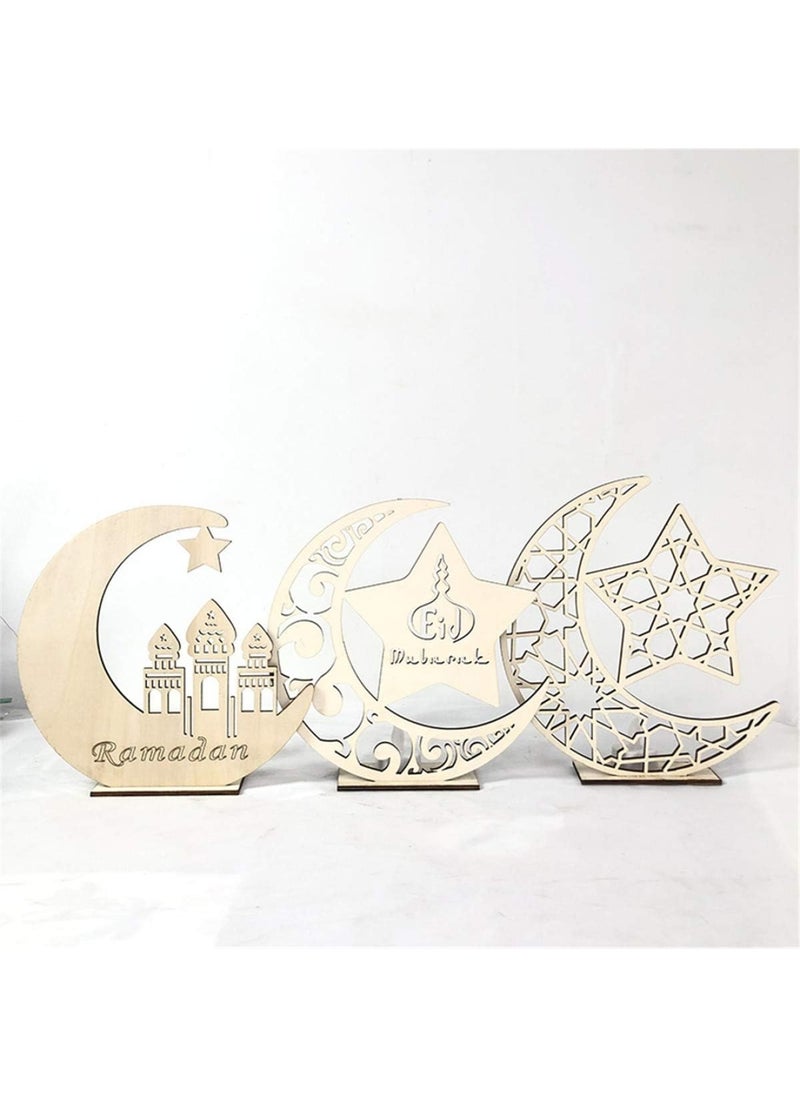 BPA - Wooden Ornament Hollow Fretwork Laser Cutting WoodCarving Ornaments Wood Slice Gift Eid Al Adha Mubarak Gift Moon Home DecorationRamadan Festival Decorations. - Image 1