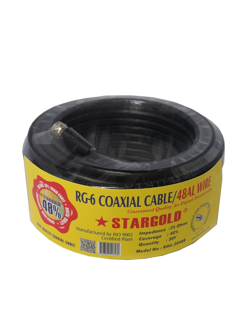 Stargold RG6 Coaxial Cable 48AL Wire 20Y Impedance 75 ohms Coverage Area 48 Percentage High Quality Signal Cable - Image 1