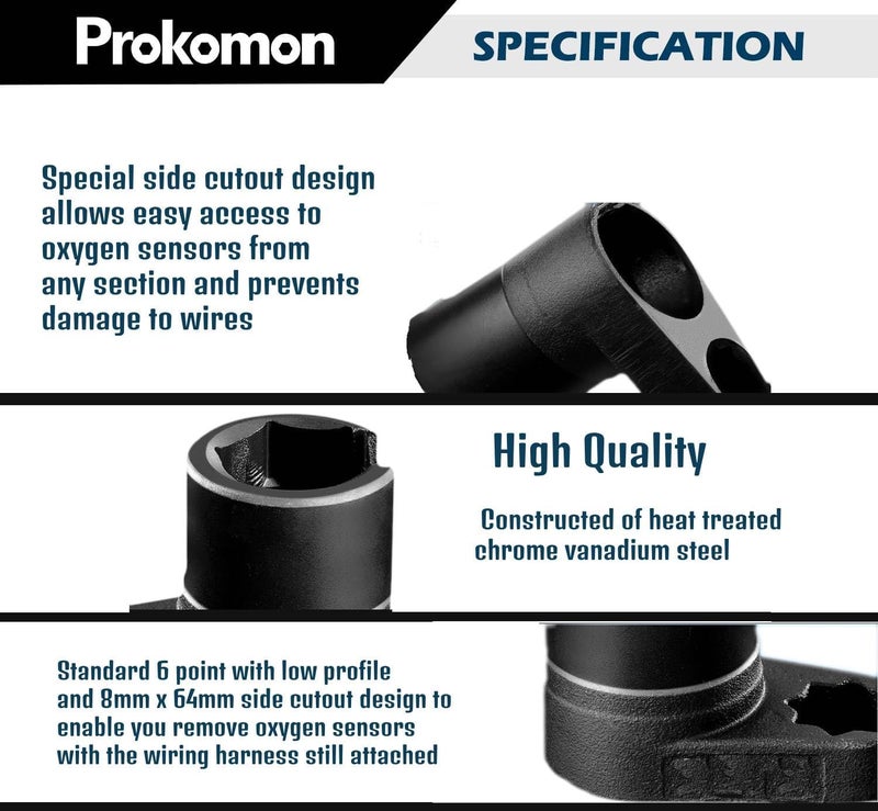 Prokomon 7pcs Oxygen Sensor Socket Set, O2 Sensor Removal Kit, Oil Pressure Sensor Socket Wrench Set - Image 4