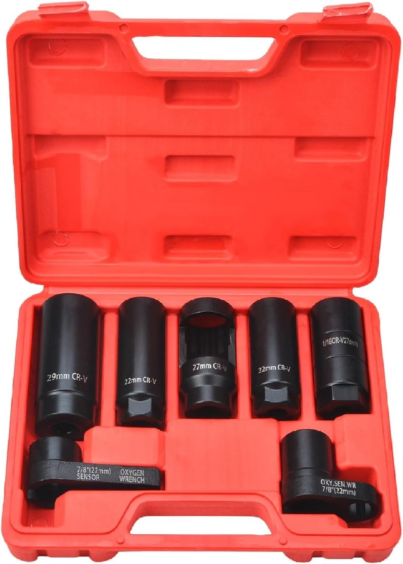 Prokomon 7pcs Oxygen Sensor Socket Set, O2 Sensor Removal Kit, Oil Pressure Sensor Socket Wrench Set - Image 1