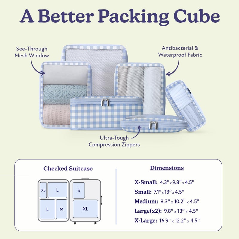 Vandel Space-Saving Compression Packing Cubes for Women, Men, 6-Pack Compressible Carry On Suit Case Organizer Luggage Packing Cubes for Travel Compression Organizer Bags for Luggage, Suitcase Cube - Image 3