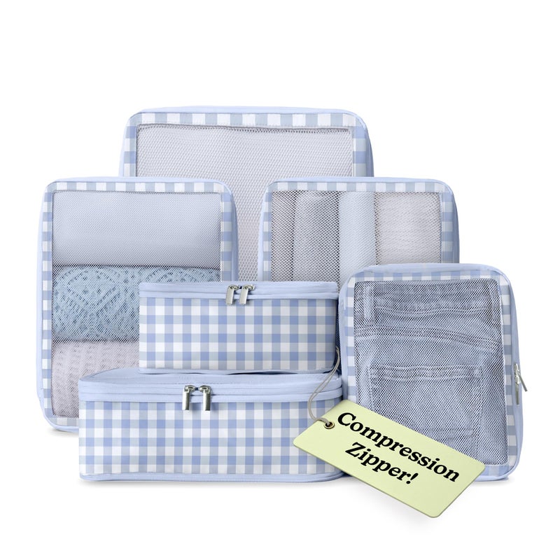 Vandel Space-Saving Compression Packing Cubes for Women, Men, 6-Pack Compressible Carry On Suit Case Organizer Luggage Packing Cubes for Travel Compression Organizer Bags for Luggage, Suitcase Cube - Image 1