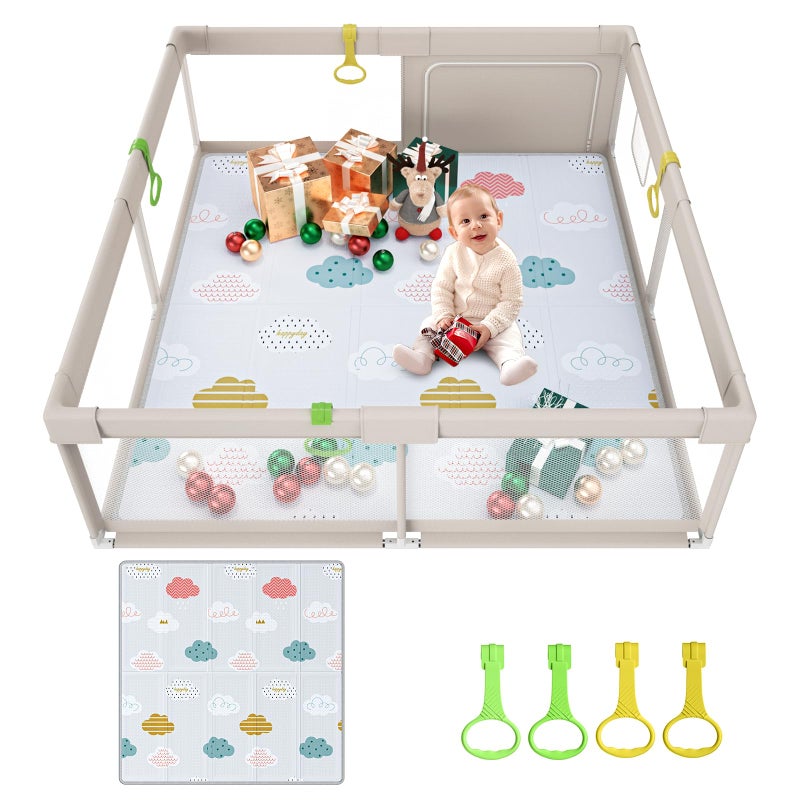 Baby Playpen with Mat 59x59inch Playpen for Babies and Toddlers Kids Play Pen Extra Large Baby PlaypenBaby FenceBig Playpen for Infants with GatePlayard for Baby