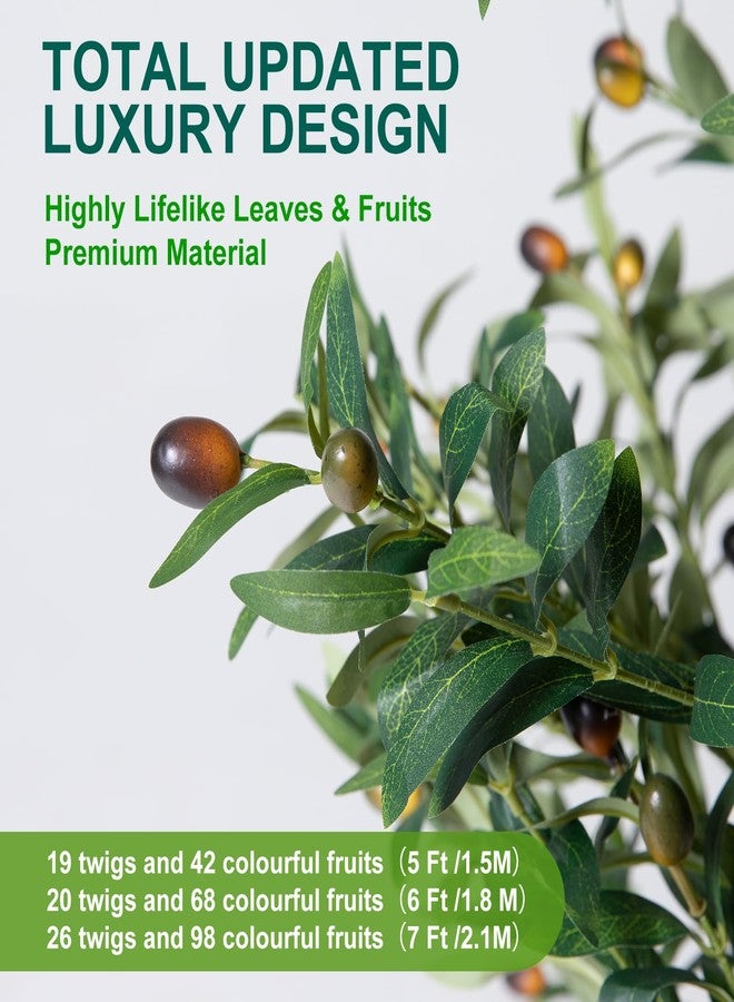NOVAROOT Olive Trees Artificial Indoor, 5FT Tall Faux Olive Tree with Moss and Planter, Artificial Plants Indoor with Natural Wood Trunk and Lifelike Fruits, Fake Tree for Home Office Living Room Decor - Image 3