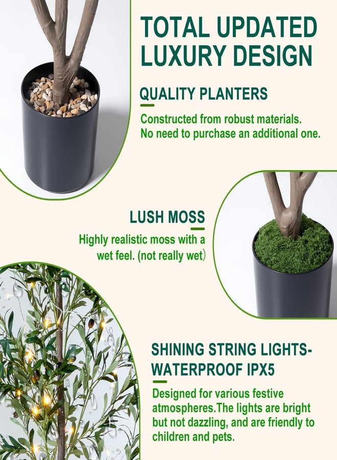 NOVAROOT Olive Trees Artificial Indoor, 5FT Tall Faux Olive Tree with Moss and Planter, Artificial Plants Indoor with Natural Wood Trunk and Lifelike Fruits, Fake Tree for Home Office Living Room Decor - Image 5