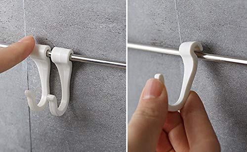 HOMAVA HOMAVA MultiPurpose Rustproof Stainless Steel Rail with 6 Plastic Hooks Bathroom Kitchen Sticker Hanger 43 X 7 cm Silver - Image 3