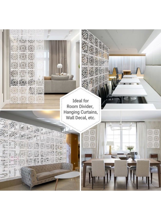 ANMINY 48 PCS Hanging Room Divider Decorative Thick Wall Screen Panels Floral Carving Pattern Hollow Out Design for Bedroom Living Dining Room Kitchen Office Restaurant Home Hotel Decor - White Flower - Image 5