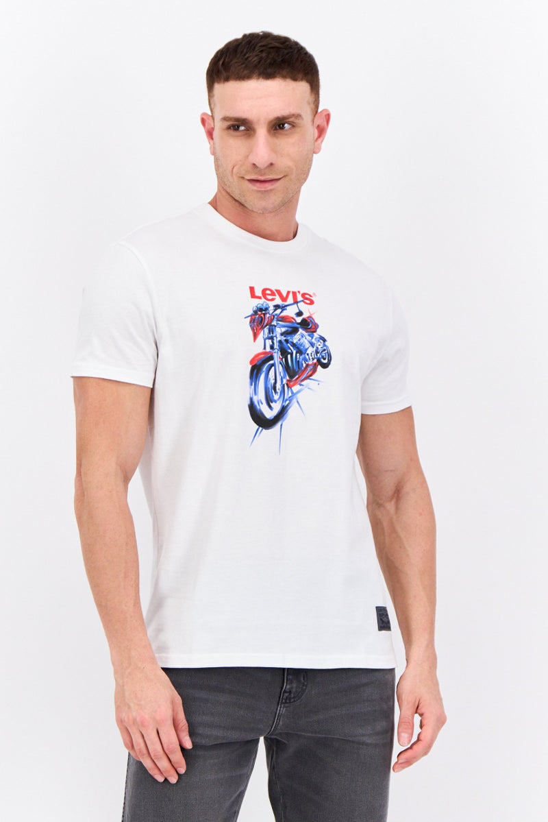 Levi's Men Crew Neck Short Sleeve Graphic T Shirt, White Combo - Image 1