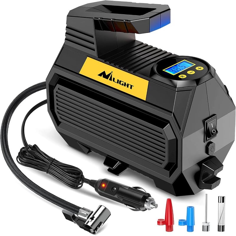 Nilight Tire Inflator Air Compressor Portable Air Pump for 12V DC Car Tires 150PSI Auto Tire Pump with LED Light for Cars ATVs Bicycles, 2 Years Warranty, 50066A, Air Compressor Pump - Image 1
