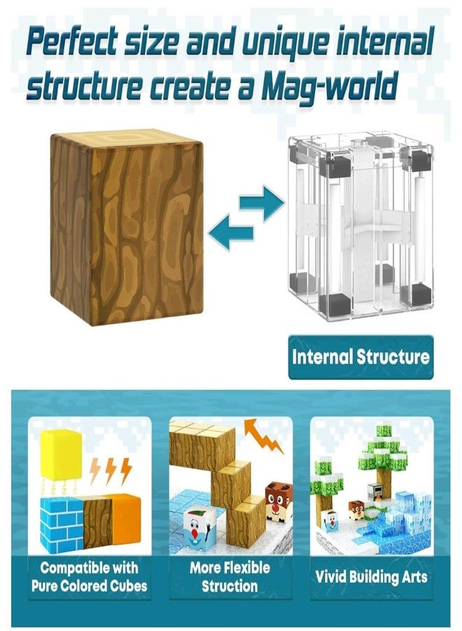 DIMAZO 54PCS Magnetic Building Blocks 2.5 Cm Size Educational Construction Toy Set for Kids Creative Skill Development Toy Birthday Gift for Boys & Girls (54PCS Snow Theme Block Set) - Image 5
