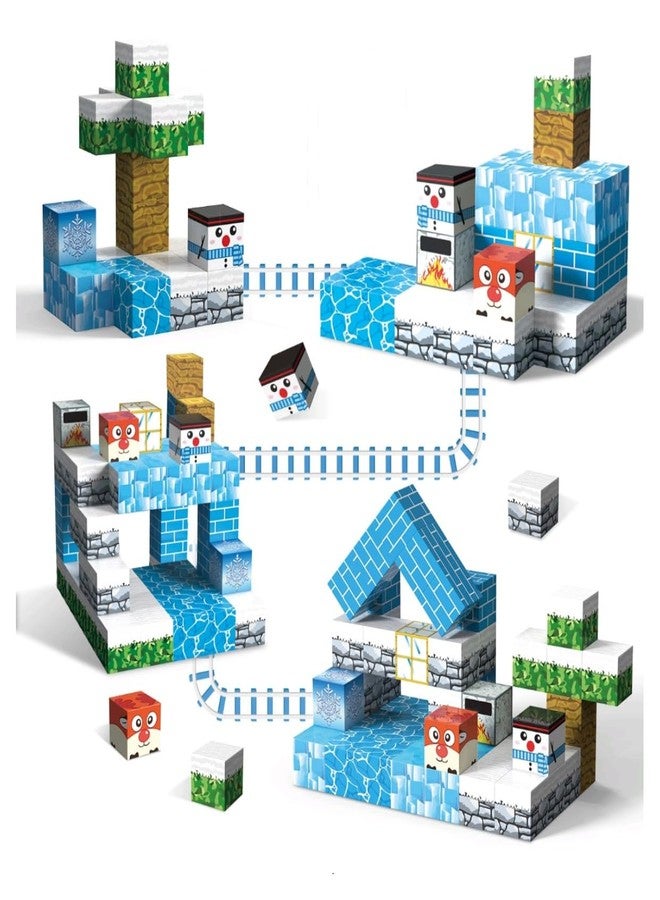 DIMAZO 54PCS Magnetic Building Blocks 2.5 Cm Size Educational Construction Toy Set for Kids Creative Skill Development Toy Birthday Gift for Boys & Girls (54PCS Snow Theme Block Set) - Image 4