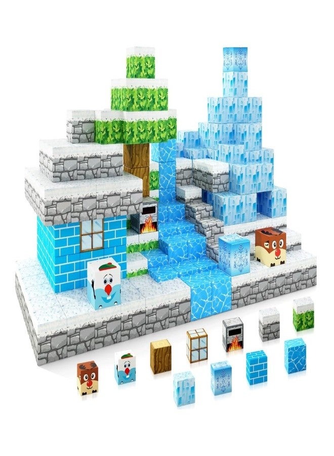 DIMAZO 54PCS Magnetic Building Blocks 2.5 Cm Size Educational Construction Toy Set for Kids Creative Skill Development Toy Birthday Gift for Boys & Girls (54PCS Snow Theme Block Set) - Image 1