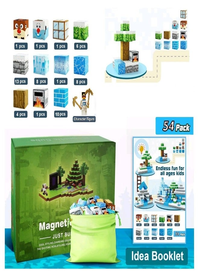 DIMAZO 54PCS Magnetic Building Blocks 2.5 Cm Size Educational Construction Toy Set for Kids Creative Skill Development Toy Birthday Gift for Boys & Girls (54PCS Snow Theme Block Set) - Image 3