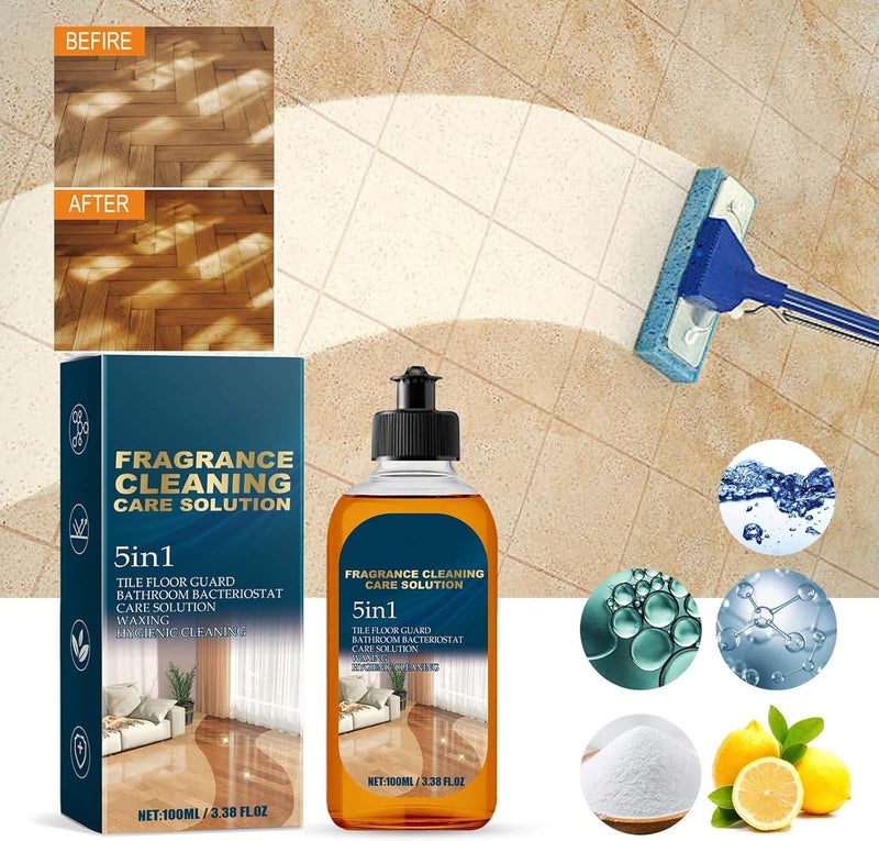 YOOJ ® Floor Cleaner Liquid 100ml, Multi-Surface Tile & Wood Floor Cleaning Solution, Stain Remover Brightening & Deodorizing with Long-Lasting Fragrance, Hard Water Adapted, Polishes and Adds Shine - Image 2