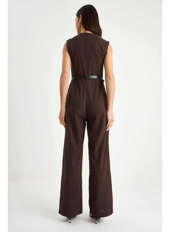 جينجر Button Up Tailored Jumpsuit