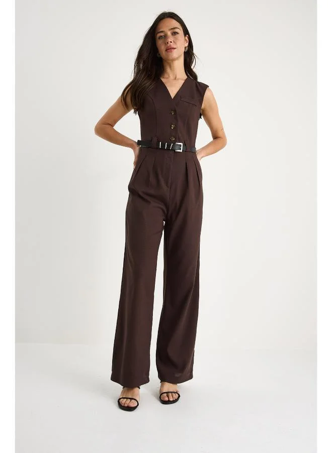 Ginger  Button Up Tailored Jumpsuit for Women | Best Price UAE