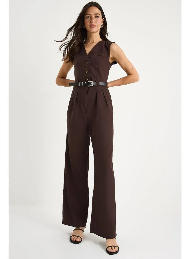 Ginger  Button Up Tailored Jumpsuit for Women | Best Price UAE