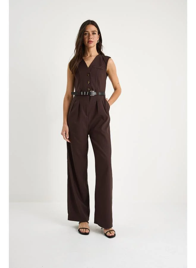 Ginger  Button Up Tailored Jumpsuit for Women | Best Price UAE