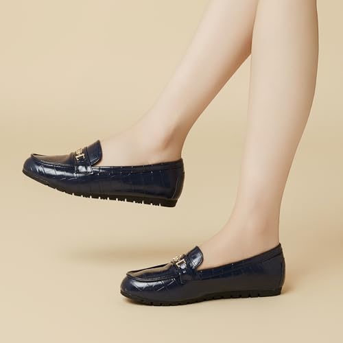DeYashopin Women's Loafer Shoes Leisure Slip On Work Shoes Comfort Walking Flats Royal Blue 9 - Image 5