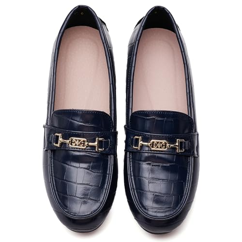 DeYashopin Women's Loafer Shoes Leisure Slip On Work Shoes Comfort Walking Flats Royal Blue 9 - Image 4