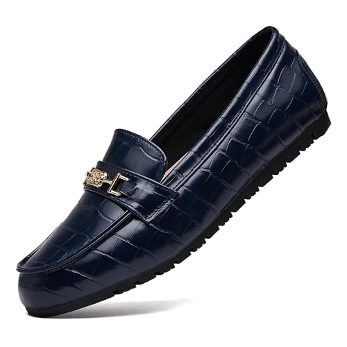 DeYashopin Women's Loafer Shoes Leisure Slip On Work Shoes Comfort Walking Flats Royal Blue 9 - Image 1