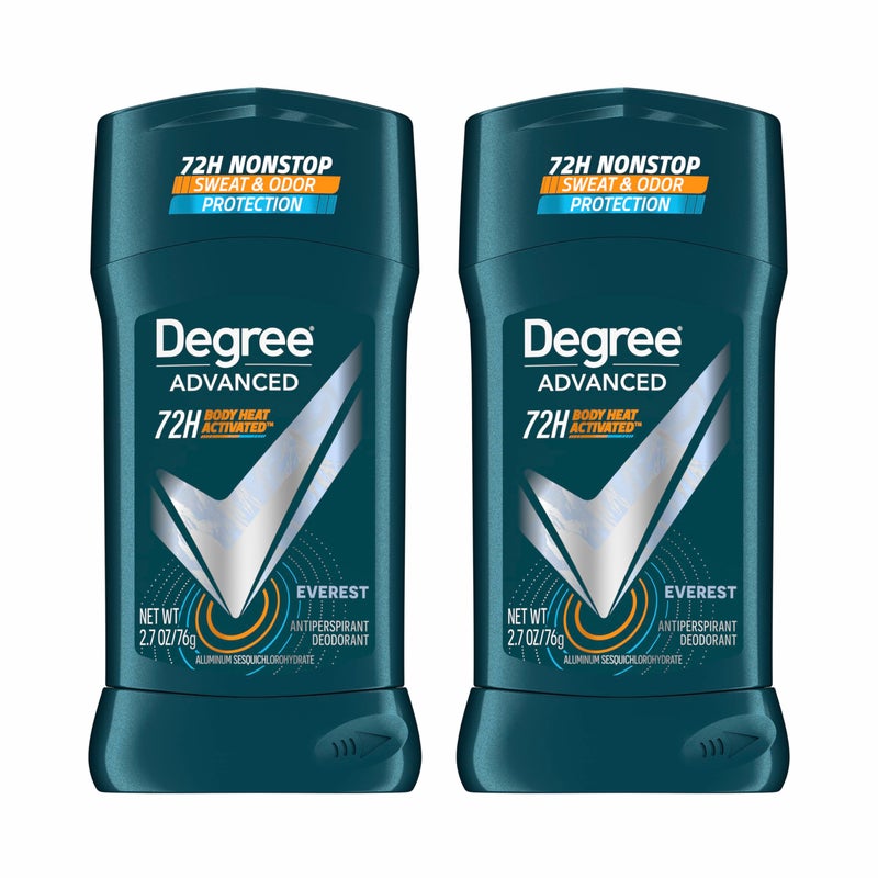 Degree Men Advanced Antiperspirant Deodorant Everest 2 Count 72Hour Sweat and Odor Protection Antiperspirant For Men With Body Heat Activated Technology 27 oz