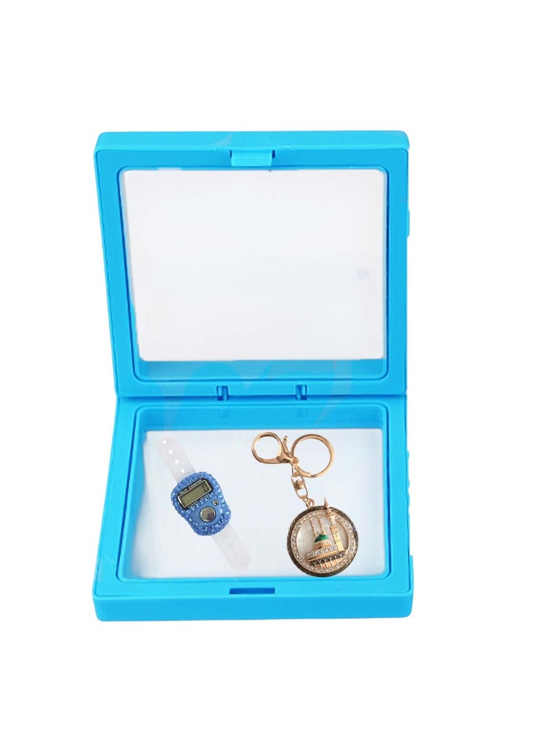 Huitich Islamic Digital Tasbeeh Counter & Madina Keychain Gift Set Blue  - Image 1