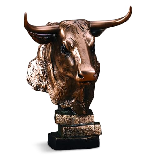 Tonton Stock Market Bull Bust - Wall Street Bronze Finish Statue Figurine - Image 1