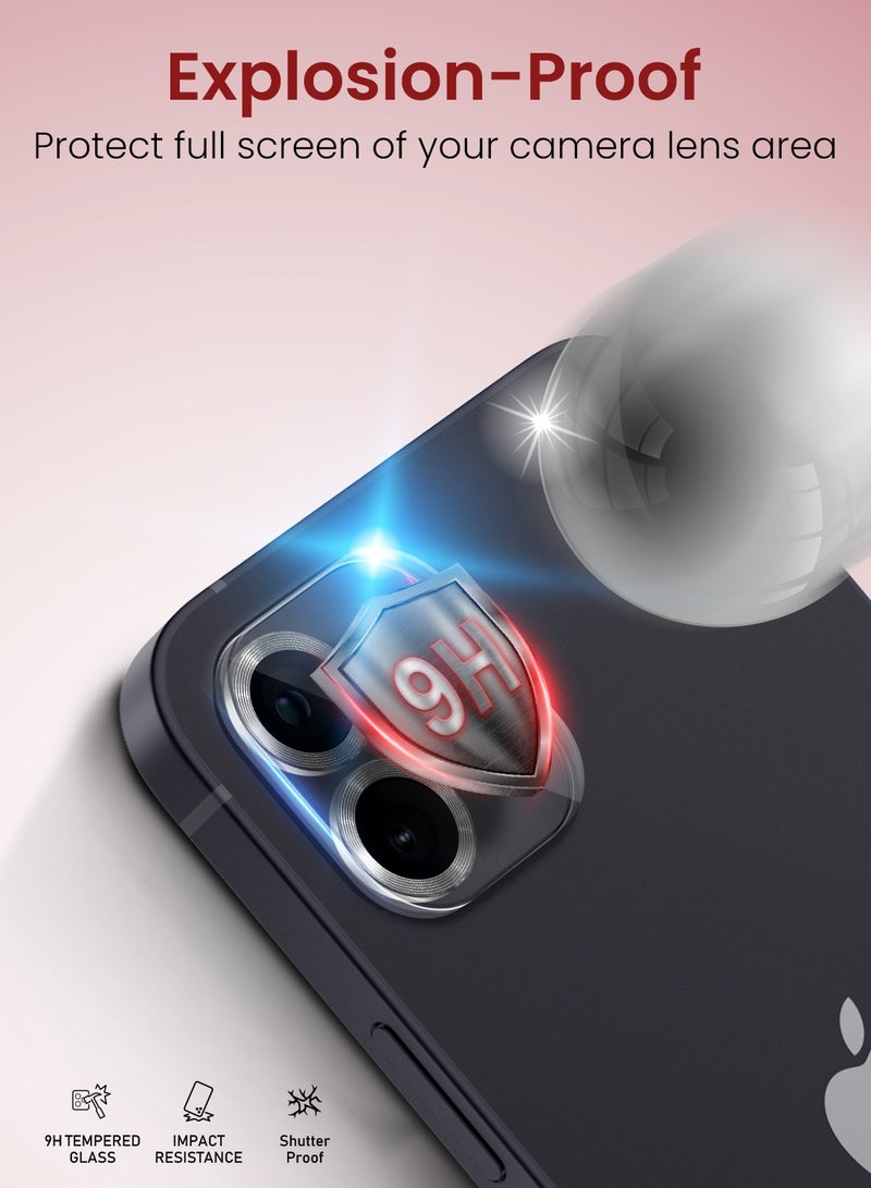 Moxedo Camera Lens Protector, 9H Tempered Glass, Scratch Resistant Aluminum Alloy Frame Camera Cover Screen Protector Compatible for iPhone 11/12 Mini 5.4 inch - DAISY WHITE - Image 5