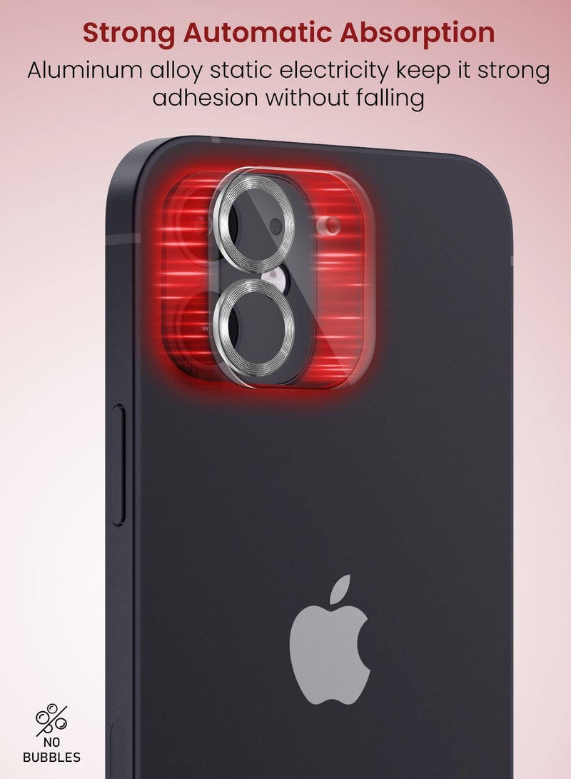 Moxedo Camera Lens Protector, 9H Tempered Glass, Scratch Resistant Aluminum Alloy Frame Camera Cover Screen Protector Compatible for iPhone 11/12 Mini 5.4 inch - DAISY WHITE - Image 2