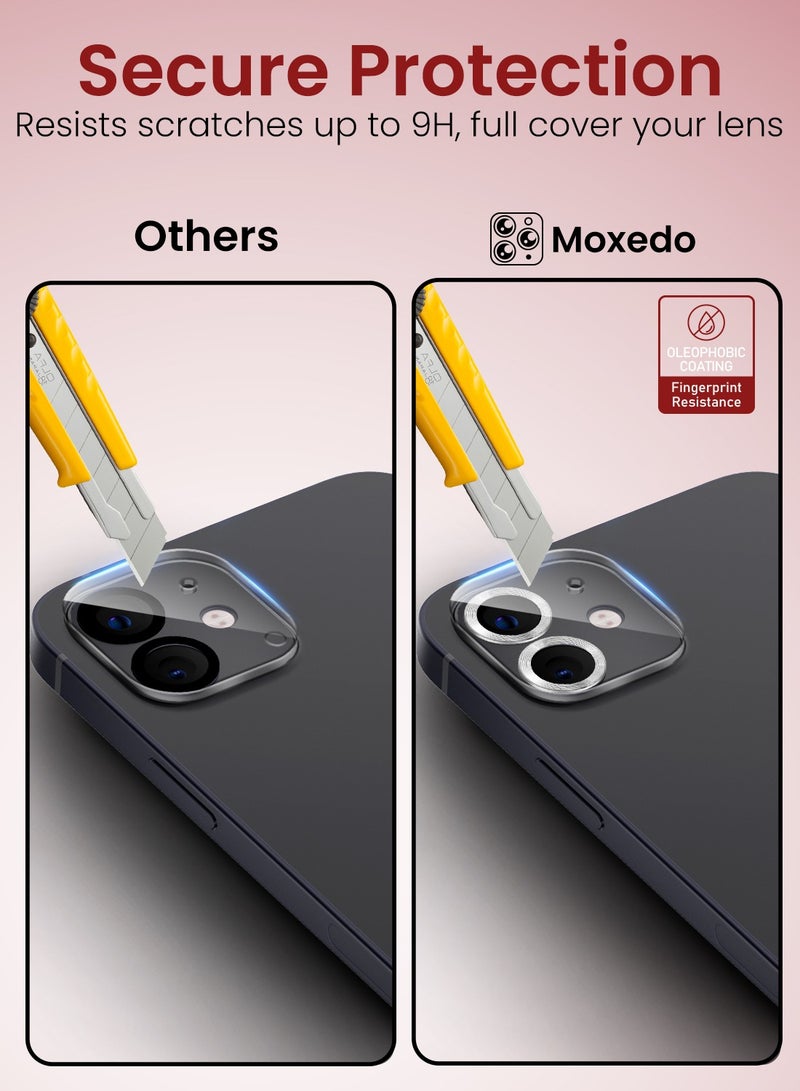 Moxedo Camera Lens Protector, 9H Tempered Glass, Scratch Resistant Aluminum Alloy Frame Camera Cover Screen Protector Compatible for iPhone 11/12 Mini 5.4 inch - DAISY WHITE - Image 3