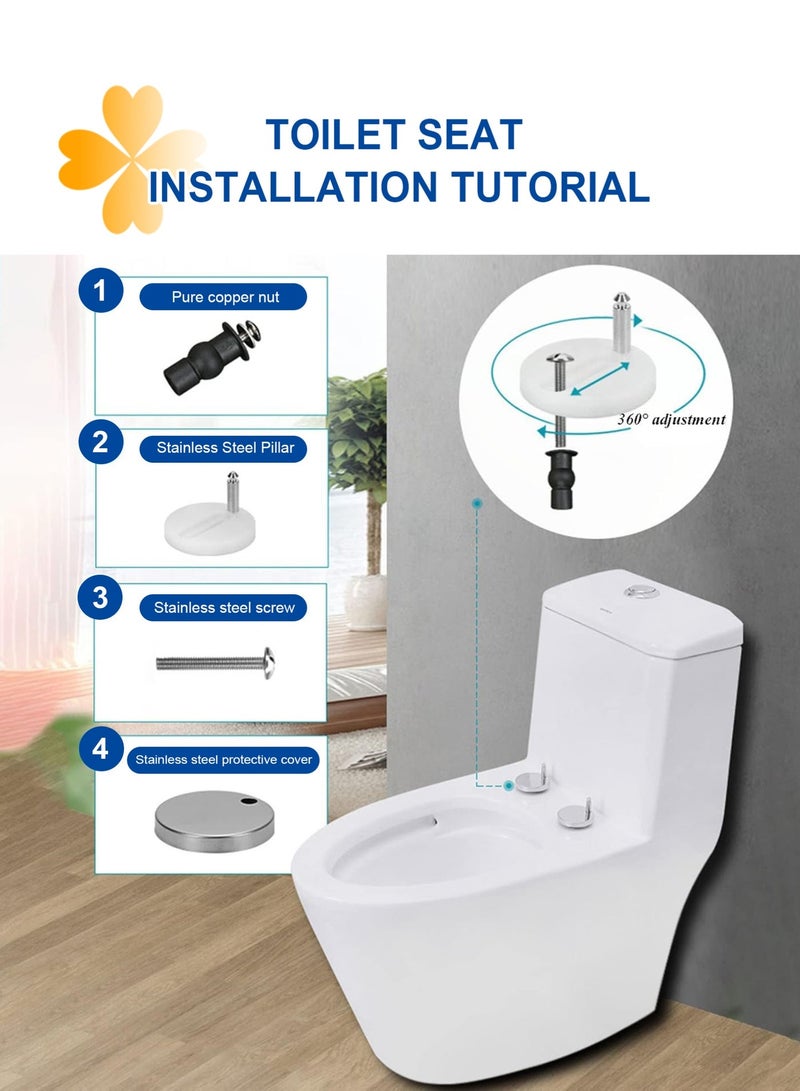 HomarKet Toilet Seat Cover U Shaped, Slow Close Toilet Seat Cover, Quick-Release Hinges with Grip-Tight Bumpers, Removable that will Never Loosen U Shaped Toilet Seat Lid - Image 2