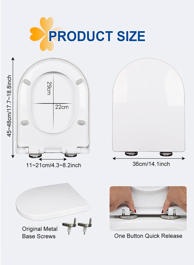 HomarKet Toilet Seat Cover U Shaped, Slow Close Toilet Seat Cover, Quick-Release Hinges with Grip-Tight Bumpers, Removable that will Never Loosen U Shaped Toilet Seat Lid - Image 3