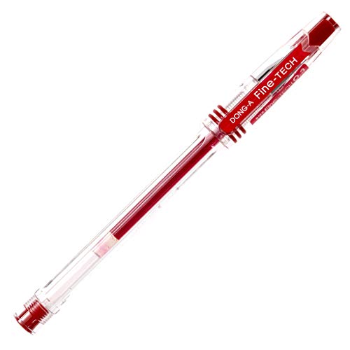 DONG-A Fine-Tech Gel Ink Rollerball Pen, 0.3mm, Dozen Box, Red - Image 2