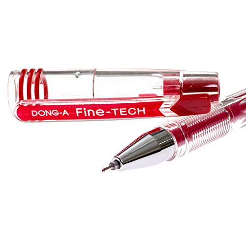 DONG-A Fine-Tech Gel Ink Rollerball Pen, 0.3mm, Dozen Box, Red - Image 4