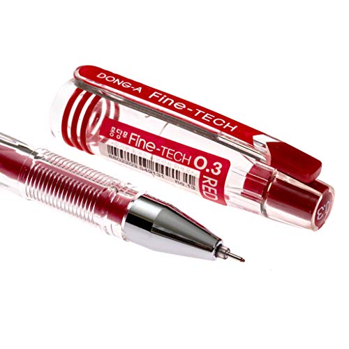 DONG-A Fine-Tech Gel Ink Rollerball Pen, 0.3mm, Dozen Box, Red - Image 3