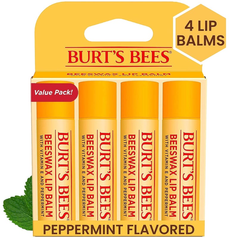 Burts Bees Lip Balm  Original Beeswax Lip Moisturizer With Responsibly Sourced Beeswax TintFree Natural Origin Conditioning Treatment 4 Tubes 015 oz